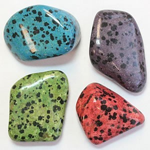 Dyed dalmatian jasper tumbled stones