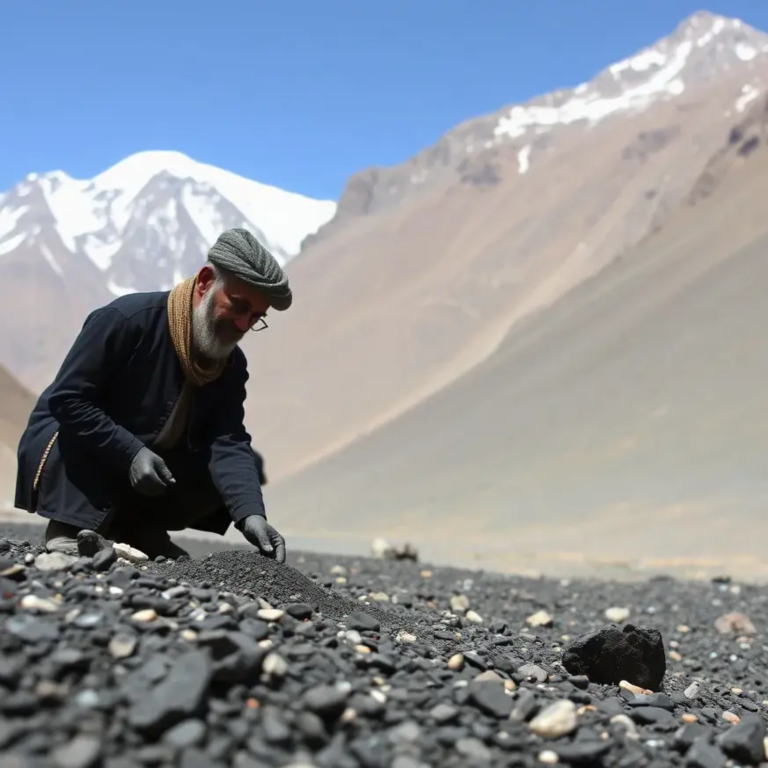 Afghan triant les graviers à la recherche d'émeraude © Rémi Bornet