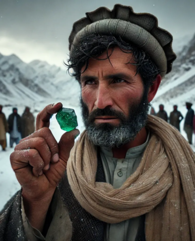 Afghan avec brut d'émeraude