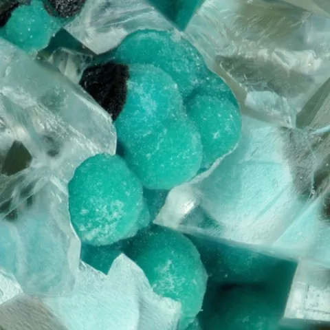 Apachite et calcite de la Mine Christmas, Arizona, USA - © Stephan Wolfsried