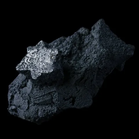 Acanthite maclée en étoile de Imiter, Maroc 