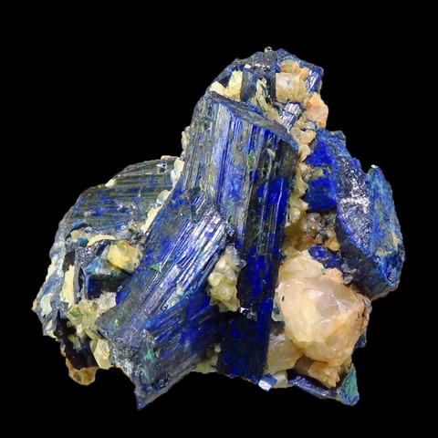 Chalcostibite pseudomorphosée en azurite de Rar-el-Anz, Maroc © J.-F. Carpentier