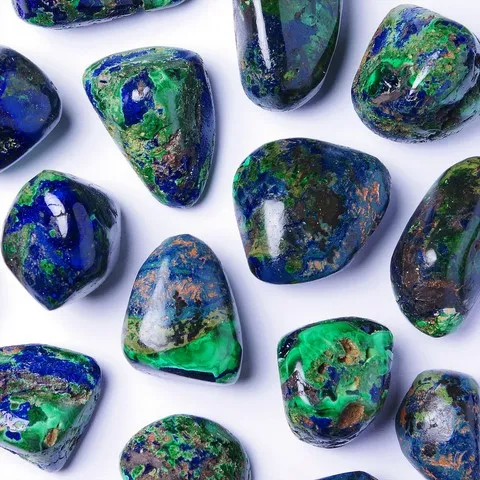 Azurite malachite Chakra du troisième oeil - AJNA - Chakra couronne - SAHASRARA - Dos, rhumatismes, détox, reins, vésicule biliaire, rate, foie, peau, dent, système nerveux, maux de tête, vertiges, stress, peur