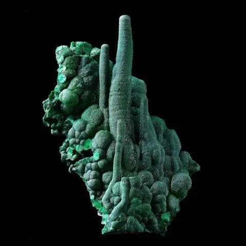 Stalactites de malachite du Katanga, République Démocratique du Congo