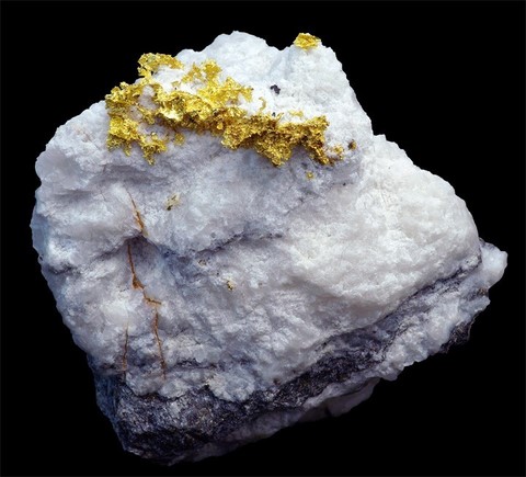 Or natif dans quartz de Brusson, Italie