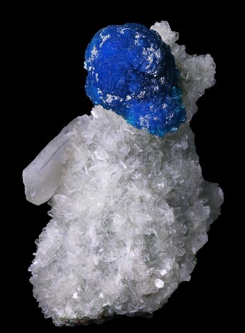 Cavansite en boules sur stilbite de Poona, Inde - minéraux, cristaux, mineral, crystal