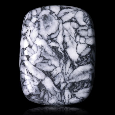 Cabochon de pinolite ou pierre chrysanthème (magnésite et graphite) de Chine