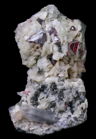 Cinabre sur dolomite et quartz de Chine - minéraux, cristaux, mineral, crystal