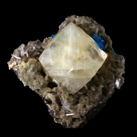 Calcite et boules de cavansite de Poona, Inde - minéraux, cristaux, mineral, crystal