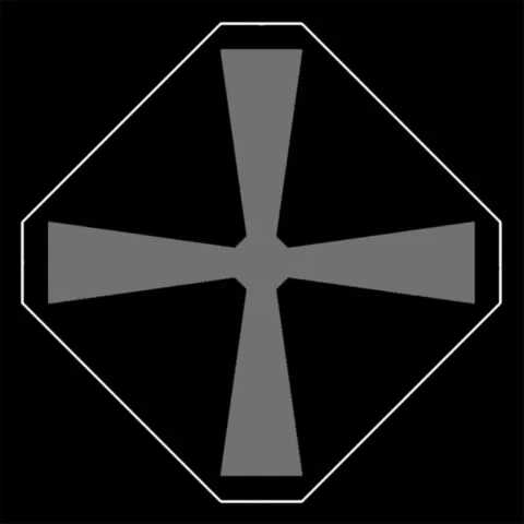 Tétraèdre positif avec faces du tétraèdre négatif et du cube développées davantage